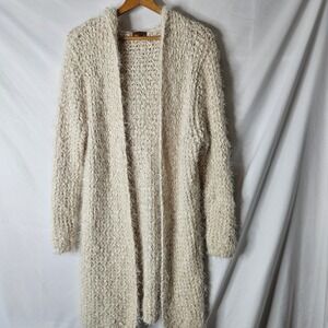 POL‎ Eyelash Knit Chunky Open Front Hooded Long Cardigan sz S